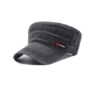 Berretto militare in cotone lavato grigio scuro, cappello parasole casual da uomo.