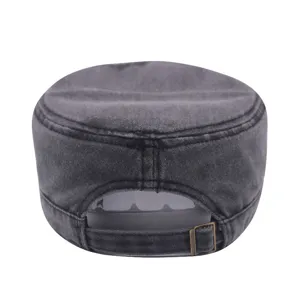 Berretto piatto militare uomo lavato tempo libero esterno cotone cappello con cinturino regolabile