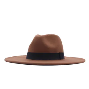 Damen Herren Fedora Hut Vintage Breite Krempe Wollfilz Hut Herbst Winter Jazz Kappe