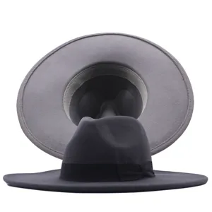 Klassischer Wollfilz Breite Krempe Fedora Hut für Herbst Winter, elegante Jazz Kappe.