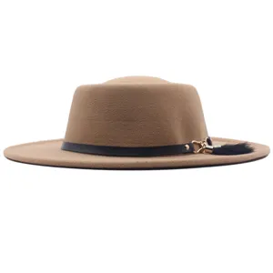 Modischer Herbst Winter Kunstwolle Filzbreitrand Fedora Hut Damen Jazz Kappe.