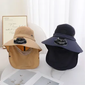 Sommer Sonnenschutz Hut mit USB aufladbarem Ventilator und Gesichtsbedeckung, Kappe.