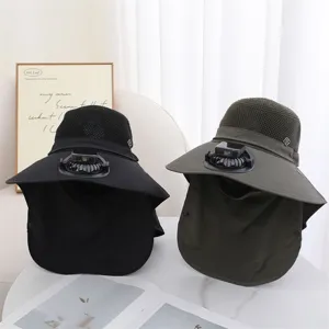 Solar Power Ventilator Sonnenhut USB Wiederaufladbar Breite Krempe Fischerhut Mit Gesichts- Und Nackenschutz Für Herren Damen Outdoor Garten Angeln Wandern
