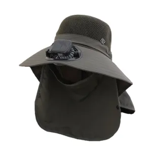 Sommer Solar Ventilator Sonnenhut USB aufladbar Outdoor UV Schutz Angelkappe Herren