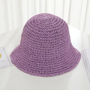 Cappello da pescatore giapponese estivo, cappello di paglia viola protezione solare.