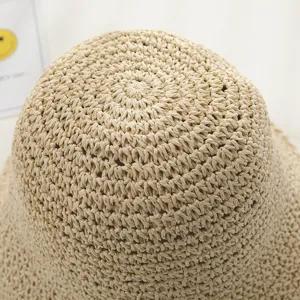 Cappello da spiaggia in paglia intrecciata giapponese estiva, cappello da sole.
