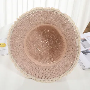 Japanese style lace straw hat women sun protection beach fisherman hat summer hat