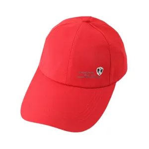 Classic red baseball cap for men and women, adjustable outdoor sun protection sports hat.
