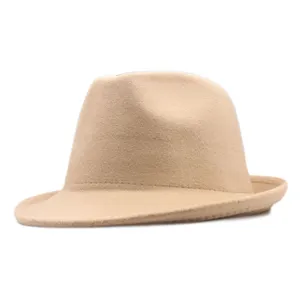 Khaki wolle fedora hut detail, klassischer britischer herbst winter hut damen herren.
