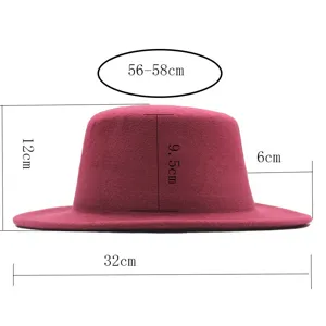 Damen Wolle Filz Jazz Hut Fedora breite Krempe Winter Mode Freizeit Hut 56-58cm
