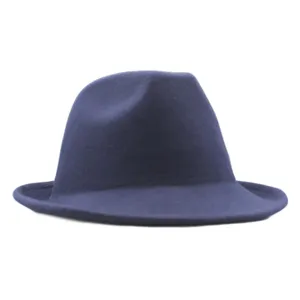 Wollfilz Fedora Hut klassischer britischer Stil dunkelblau Herbst Winter Unisex Mode Accessoire