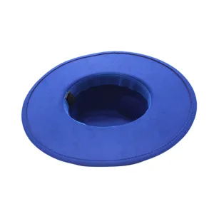 Royalblauer Filzhut mit breiter Krempe Vintage Wollfilz Jazz Kappe elegante Herbst Winter Kopfbedeckung