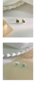 Pendientes de tuerca irregulares de plata esterlina S925 piedra de color diseño lujo
