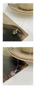 S925 Silber Halskette mit buntem Zirkon Herz Anhänger für Damen modischer Schmuck.