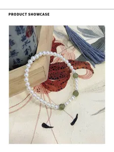 Prachtige S925 zilveren parel en groene jade kralen armband elegante fijne sieraden