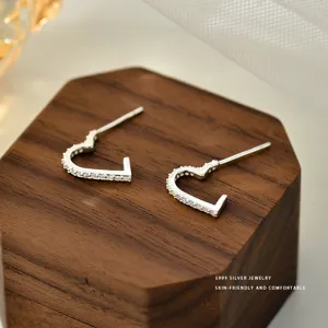 S999 Silber Herz Ohrstecker mit Zirkonia Minimalistischer Schmuck für Damen Alltag