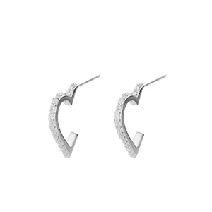 S999 Silber Herz Zirkonia Ohrstecker Alltag schlicht vielseitig eleganter Schmuck Damen