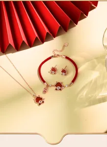 Roter Achat Sternzeichen Schmuck Detail, S925 Silber Halskette Armband Ohrringe, chinesisch