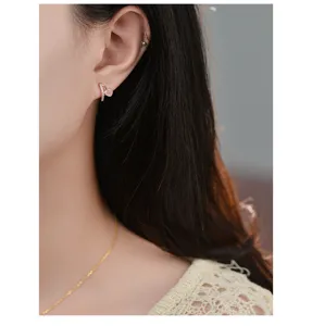 S925 Sterling Silber Herz Ohrstecker Zarte Geometrische Luxus Schmuck für Damen