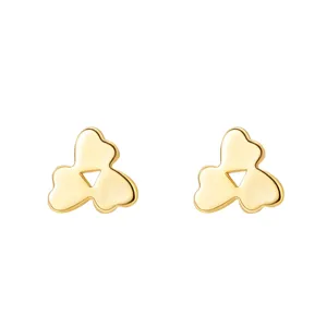Boucles d'Oreilles Clous Trèfle Cœur en Argent Sterling 925 pour Femme Design de Niche Géométrique Creux en Forme de Cœur Boucle d'Oreille Plaqué Or Platine