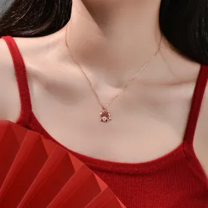 Roségold S925 Silber Drachen Anhänger Halskette, chinesisches Sternzeichen Schlüsselbeinkette.