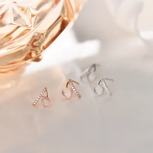 925 Sterlingsilber Herz Ohrstecker Für Damen Minimalistische Geometrische Linie Strass Schmuck Mode Accessoires Geschenk