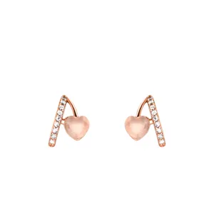 Roségold Silber Herz Zirkonia Ohrstecker Elegante Geometrische Damen Schmuckstücke