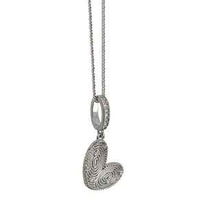 S925 Silber Herz Anhänger Halskette mit Wirbel Textur und Zirkonia für Damen Valentinstag