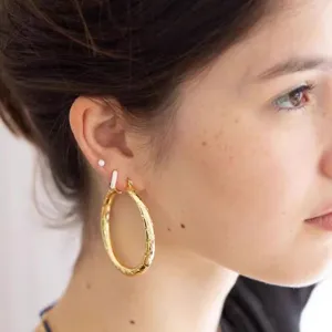 Minimalistische 925 Sterling Silber geometrische Gold Creolen Ohrringe fuer Damen Schmuck.