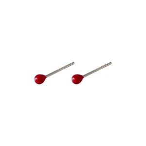 Minimale 925 Silber rote Kugel Ohrstecker fuer Damen, kleine süße Ohrringe im Alltag.