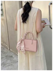 Spring Summer Women Shoulder Crossbody Bag Fashion Trendy Small Square Bag with Scarf Decoration