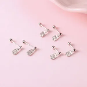 S925 Sterlingsilber chinesische Schriftzeichen Glück Anhänger Ohrstecker Zierlicher Schmuck Geschenke