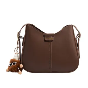 Vintage stylish solid color large capacity hobo shoulder cross body bag for women main view