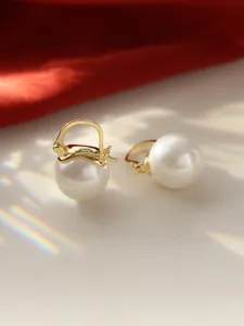 S925 Silber Perlen Ohrringe fuer Damen, elegante goldene Retro Schmuck Geschenke.