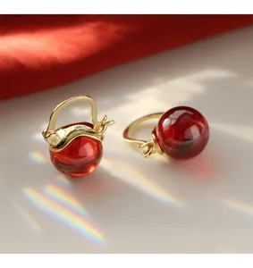 Elegante rote S925 Silber Ohrringe, vintage Feiertag Schmuck Geschenk für Damen.