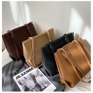 Women large capacity shoulder tote bag stylish minimalist pu leather everyday handbag.