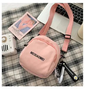 INS style cute canvas crossbody bag for women, stylish casual small shoulder bag.