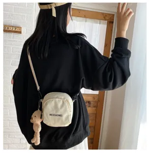 Canvas crossbody bag for women cute small shoulder bag casual chic daily use white
