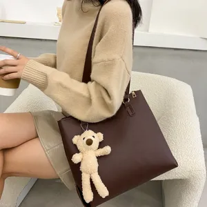 Women large capacity tote bag stylish shoulder handbag casual autumn winter fashion daily use bag