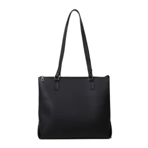 Black women tote bag large capacity PU leather shoulder bag casual versatile minimalist handbag