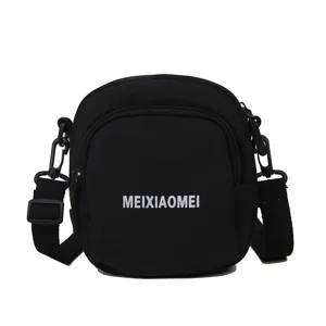Black canvas crossbody bag, trendy casual shoulder bag for women and girls daily use.