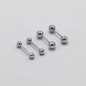 Silberne Barbell Piercing Ohrringe minimalistischer Kugelschmuck Set für Knorpel und Ohrläppchen.