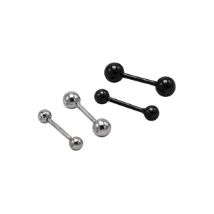 S925 Sterlingsilber Doppelball Barbell Ohrstecker Minimalistisch Schwarz Silber Schmuck