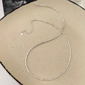 Collier ras de cou minimaliste en argent sterling 925 perles fines pour femmes