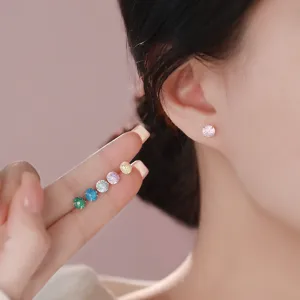 Boucles d'oreilles minimalistes en argent sterling S999 zircon, bijoux tendance colorés.
