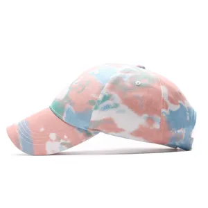 Πολύχρωμο βαμβακερό καπέλο μπέιζμπολ tie-dye για το καλοκαίρι, κομψό καπέλο ηλίου.