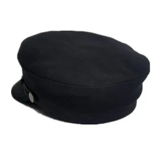 Classico berretto da marinaio nero in lana per autunno e inverno, cappello piatto versatile.