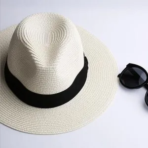 Nuevo sombrero de paja de proteccion solar moda ala plana fedora para la playa