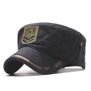 Heren Tactische Camouflage Flat Top Militaire Pet 3D Gendustrieerd Embleem Sport Outdoor Zonnescherm Ademend Katoen