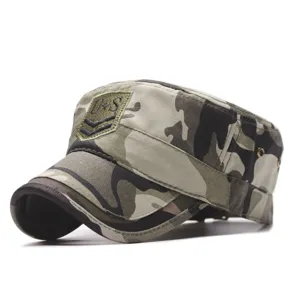 Heren camouflage platte pet tactische militaire hoed met 3D borduurwerk badge buiten zonnehoed